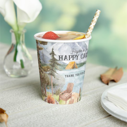 ハッピーキャンパー |キャンプ誕生日紙カップ 紙コップ (インサイチュ)