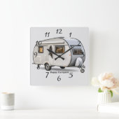 ハッピーキャンパー スクエア壁時計 (ホーム)