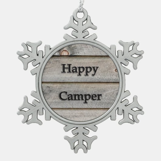 ハッピーキャンパー スノーフレークピューターオーナメント (正面)