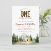 ハッピーキャンパー フォレストベア 1歳の誕生日 招待状 (スタンド正面)