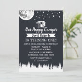 ハッピーキャンパー ムーン スターズ フォレスト バースデー 招待状 (スタンド正面)