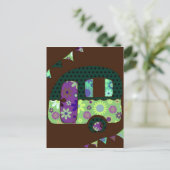 ハッピーキャンパー、レトロキャラバンヴィンテージバンティング ポストカード (スタンド正面)