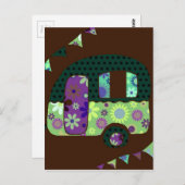 ハッピーキャンパー、レトロキャラバンヴィンテージバンティング ポストカード (正面/裏面)