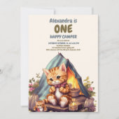 ハッピーキャンパー ワイルドウッドの猫ちゃん 誕生日おめでとう（１歳） 招待状 (正面)