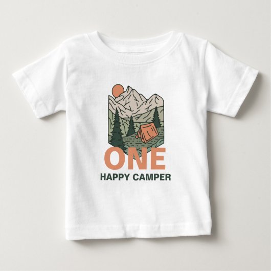 ハッピーキャンパー 誕生日おめでとう  ベビーTシャツ (正面)