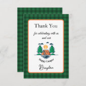 ハッピーキャンパー 誕生日お礼カード 子供の誕生日 サンキューカード (正面/裏面)