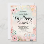 ハッピーキャンパー 誕生日パーティー招待状 キャンプ 招待状 (正面)