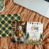 ハッピーキャンパー　１歳の誕生日写真 招待状