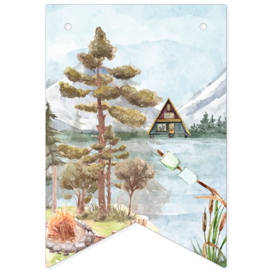 ハッピーキャンパー | 1年12ヵ月 フォトコラージュ バンティングフラッグ (第1の旗)