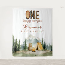 ハッピーキャンパー 1歳誕生日写真用背景