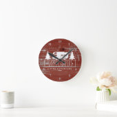 ハッピーキャンパーRVキャンプ |レッドバ素朴ンウッド ラウンド壁時計 (ホーム)