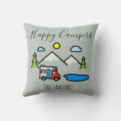 ハッピーキャンパーRVパーソナライズされたキャンプ山 クッション (裏面)