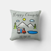 ハッピーキャンパーRVパーソナライズされたキャンプ山 クッション (正面)