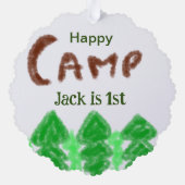 ハッピーキャンピングキャンパー1バースデーキッズ木 オーナメントカード (裏面)