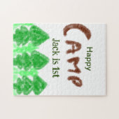 ハッピーキャンピングキャンパー1バースデーキッズ木 ジグソーパズル (横)