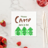 ハッピーキャンピングキャンパー1バースデーキッズ木 スタンダードカクテルナプキン (インサイチュ)