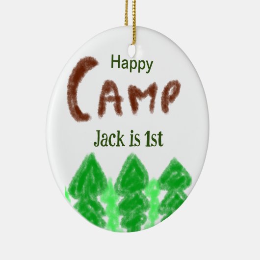 ハッピーキャンピングキャンパー1バースデーキッズ木 セラミックオーナメント (右)