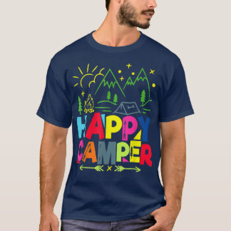ハッピーキャンピングギフトおもしろいメンズウィメンズキッズ Tシャツ