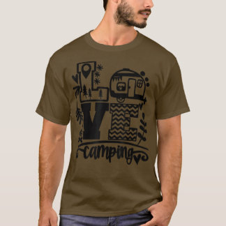ハッピーキャンピングラブキャンピングライフおもしろいメンズW Tシャツ