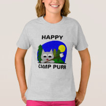 ハッピーキャンプ パー おもしろ キャンプ カートゥーン 猫 Tシャツ