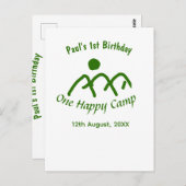ハッピーキャンプ 緑の山の太陽 1歳の誕生日 ポストカード (正面/裏面)