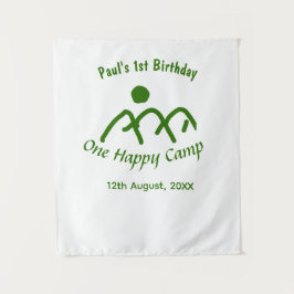 ハッピーキャンプ 緑の山 太陽 1歳の誕生日 タペストリー
