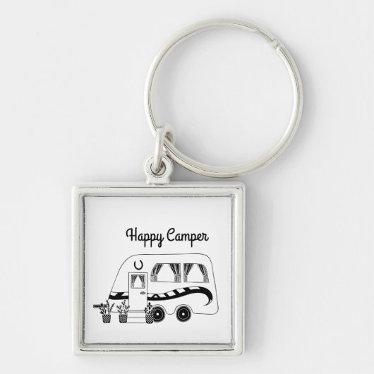 ハッピーキャンペレトロトレーラーキャンピングライフ キーホルダー (正面)