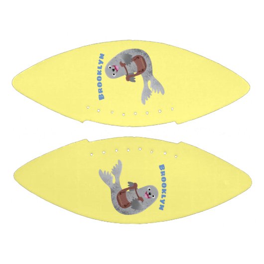 ハッピーキュートなハープシール漫画イラストレーション アメリカンフットボール (パネル)