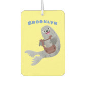 ハッピーキュートなハープシール漫画イラストレーション カーエアーフレッシュナー (正面)