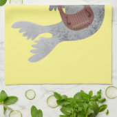 ハッピーキュートなハープシール漫画イラストレーション キッチンタオル (折り畳み)