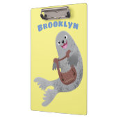 ハッピーキュートなハープシール漫画イラストレーション クリップボード (左)