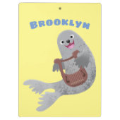 ハッピーキュートなハープシール漫画イラストレーション クリップボード (裏面)