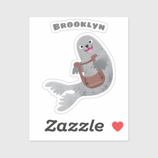 ハッピーキュートなハープシール漫画イラストレーション シール (シート)