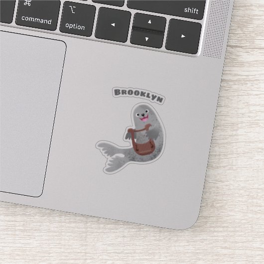 ハッピーキュートなハープシール漫画イラストレーション シール (詳細)