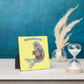 ハッピーキュートなハープシール漫画イラストレーション フォトプラーク (インサイチュ)