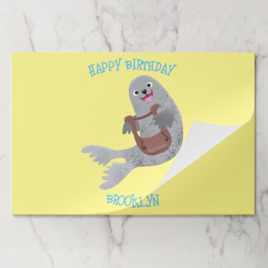 ハッピーキュートなハープシール漫画イラストレーション ペーパーパッド (折り畳み)