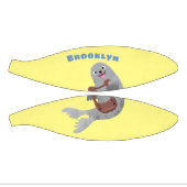 ハッピーキュートなハープシール漫画イラストレーション ミニバスケットボール (パネル)