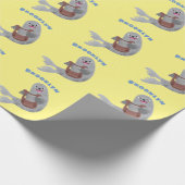 ハッピーキュートなハープシール漫画イラストレーション ラッピングペーパー (角)