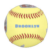 ハッピーキュートなハープシール漫画イラストレーション 野球ボール (正面)