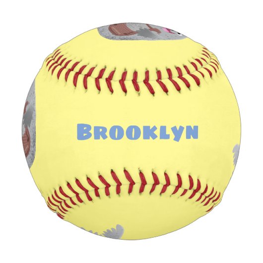 ハッピーキュートなハープシール漫画イラストレーション 野球ボール (正面)