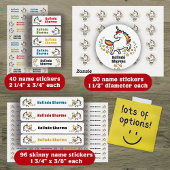 ハッピーキュートなレインボーユニコーン学名ラベル ラウンドシール