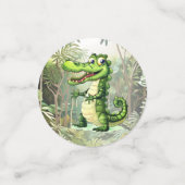 ハッピーキュートなワイルドワニのジャングルの木々美しい コンフェッティ (スモール正面)