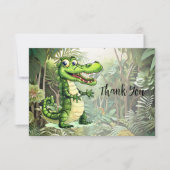 ハッピーキュートなワイルドワニのジャングルの木々美しい サンキューカード (正面)