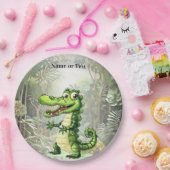 ハッピーキュートなワイルドワニのジャングルの木々美しい ペーパープレート (パーティー)