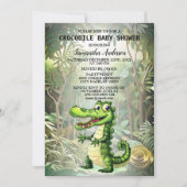 ハッピーキュートなワイルドワニのジャングルの木々美しい 招待状 (正面)