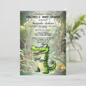 ハッピーキュートなワイルドワニのジャングルの木々美しい 招待状 (スタンド正面)