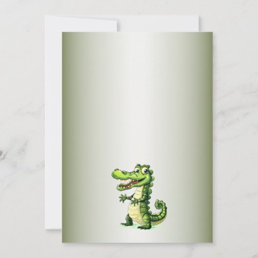 ハッピーキュートなワイルドワニのジャングルの木々美しい 招待状 (裏面)