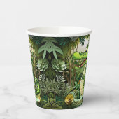 ハッピーキュートなワイルドワニのジャングルの木々美しい 紙コップ (左)