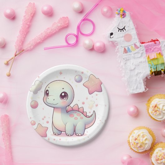 ハッピーキュートな恐竜の赤ちゃんシャワー ペーパープレート (パーティー)
