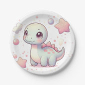 ハッピーキュートな恐竜の赤ちゃんシャワー ペーパープレート (正面)